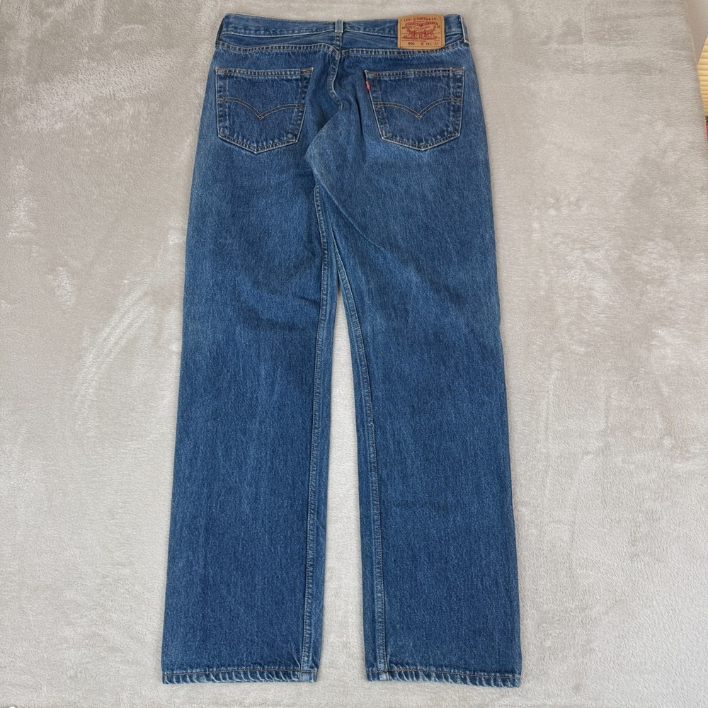 VTG Levis 501 Jeans Mens 34x32 Blue Preowned Denim Button Fly Straight Red Tab - Picture 2 of 11